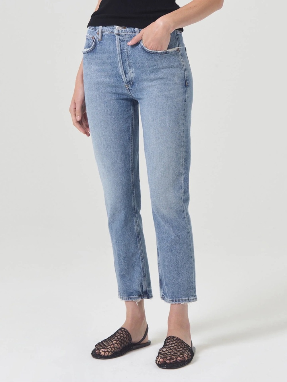 Agolde Riley High Rise Crop Jeans - Picture 2 of 11